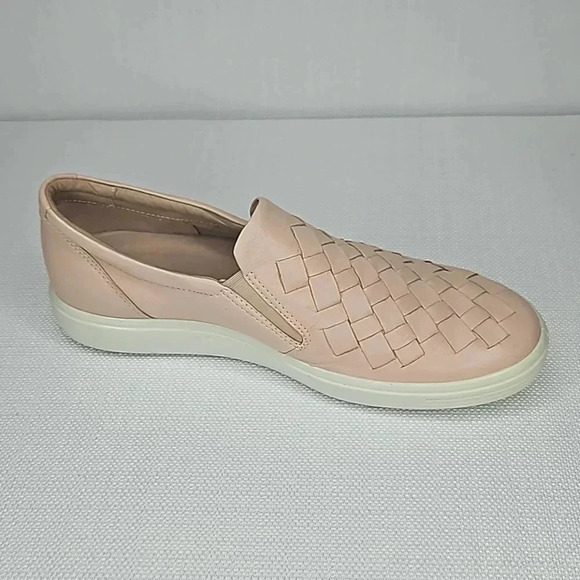 Ecco Women's Blush Pink Leather Woven Slip-on Sneaker Size 9 - Picture 14 of 16